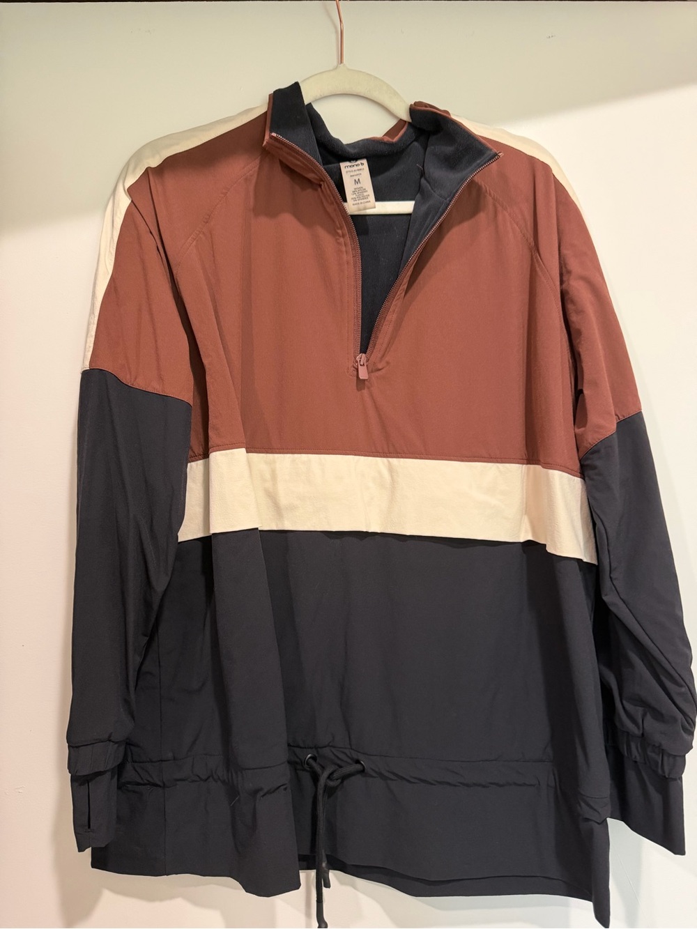 Mono B Colorblock Heavy Duty Windbreaker - Rust, Navy & Cream - never worn